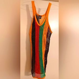 Unisex Rasta colored  fishnet tank top beachwear never been worn